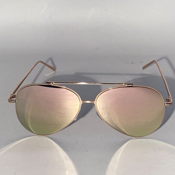1354 Sunglasses Oversize Aviators Gold Wire Frames Silver Mirror Lens NWT - Picture 2 of 8